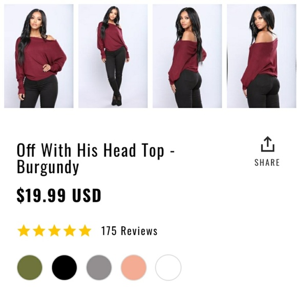 Off With His Head Top - Burgundy - Picture 2 of 3